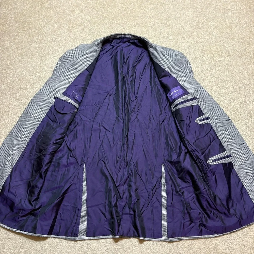 Ralph Lauren Purple Label Sport Coat Blazer 54 IT 44 US Plaid Wool Silk Cashmere